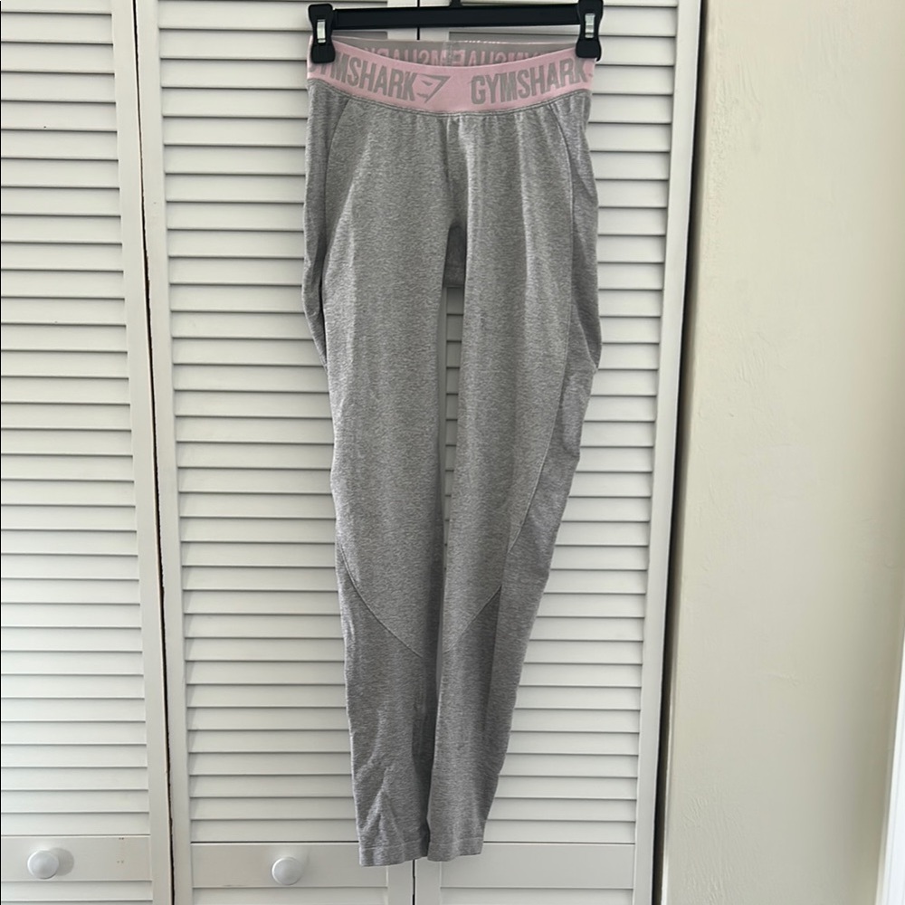 Gymshark Gray Leggings with Pink Waistband